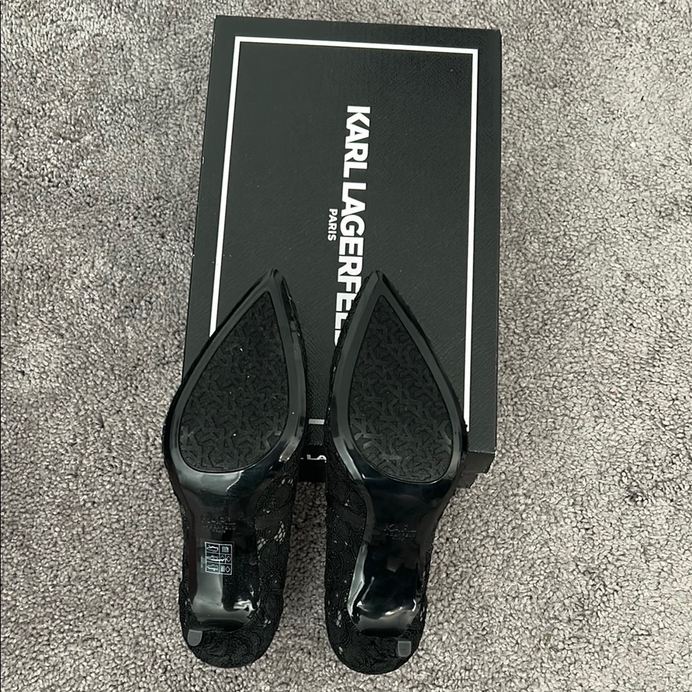 Karl Lagerfeld Black Lace Women's Shoes - Picture 4 of 6